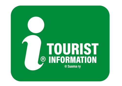 kuvassa on vihräellä pohjalla teksti tourist information ja i kirjain