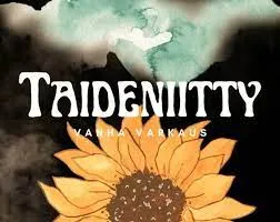 Taideniitty-logo. Kuvan alalaidassa auringonkukka.