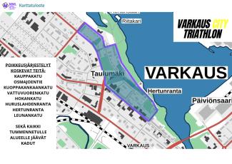 Karttakuva Varkaus City Triathlon reitistä.