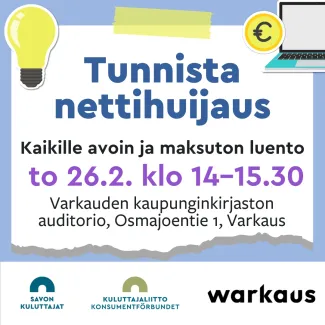 Tunnista nettihuijaus-luennon mainosjuliste