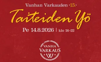 kuvassa on vanhan varkauden taiteiden yön mainos päivämäärällä 14.8.