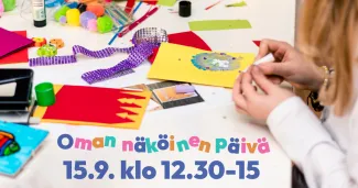 Oman näköinen päivä- tapahtuman kuvituskuva, lapsi piirtää.